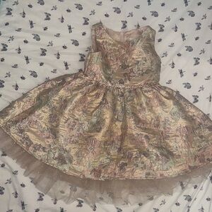 Rare edition Floral Metallic Dress with Tulle Skirt